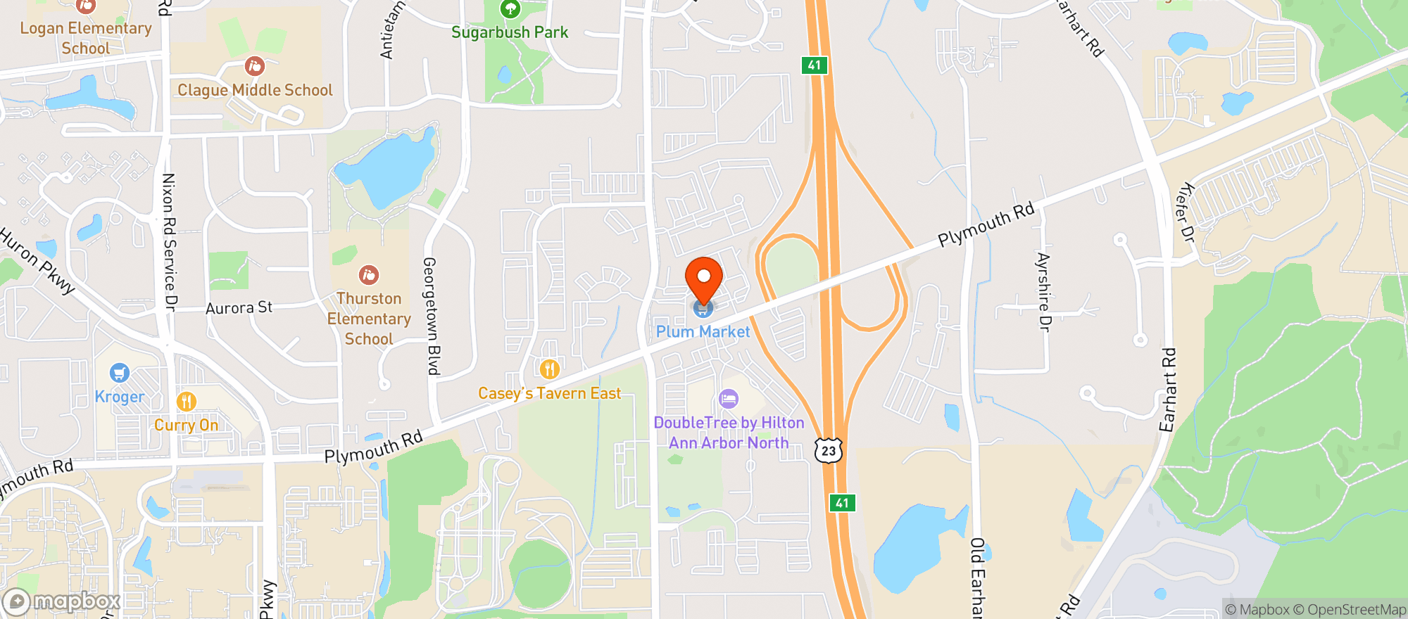 Map showing Plum Market - A2 (Plymouth Rd.)