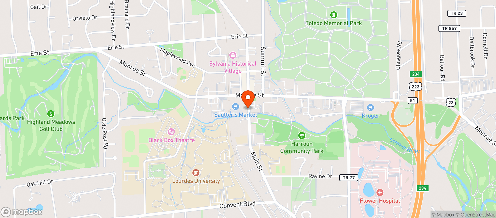 Map showing Sautters Mkt - Sylvania