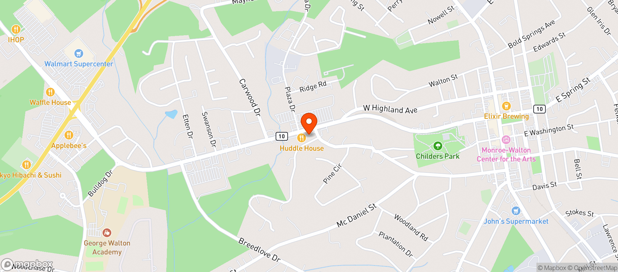Map showing Monroe Food Mart