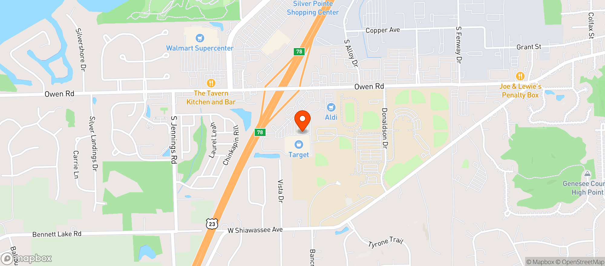 Map showing Target - Fenton