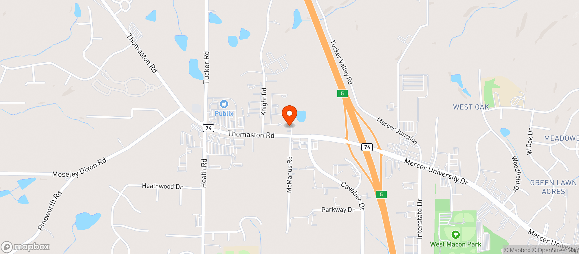 Map showing 74 PACKAGE STORE