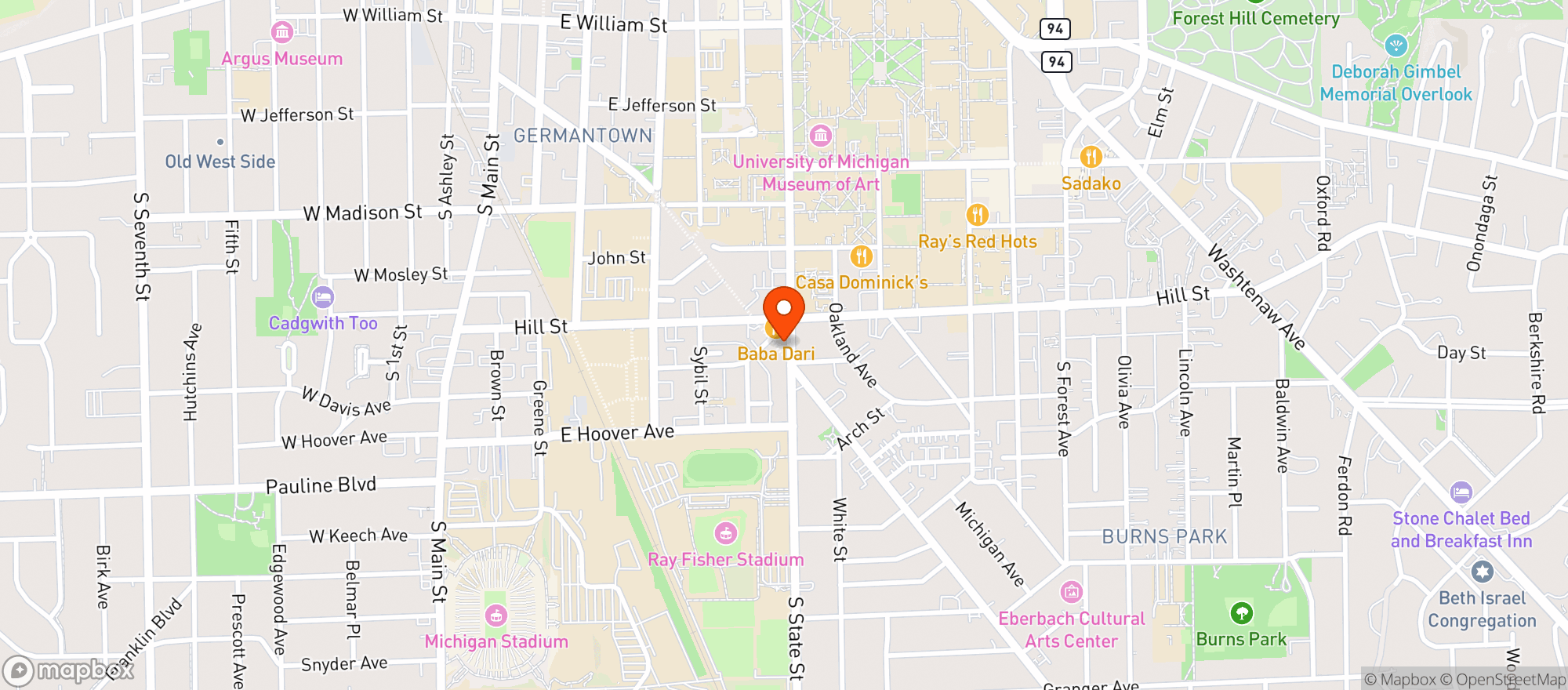 Map showing Campus Corner