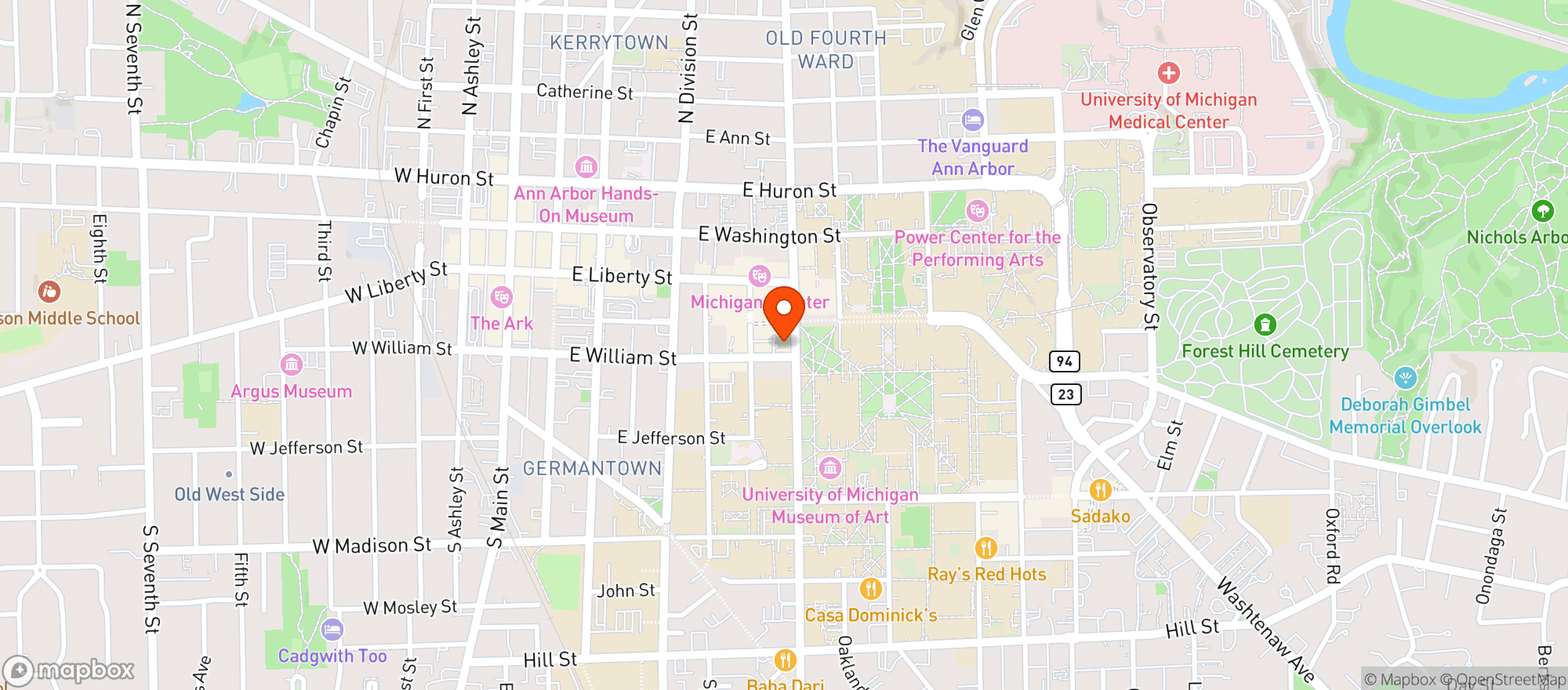 Map showing Ashleys Restaurant & Pu #1