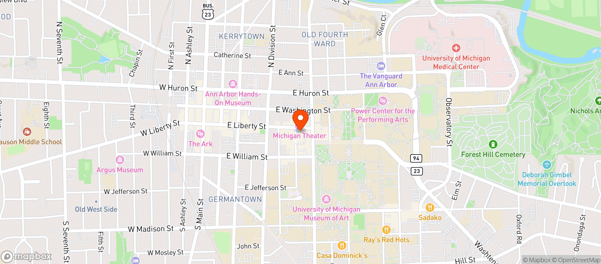 Map showing Knights Downtown