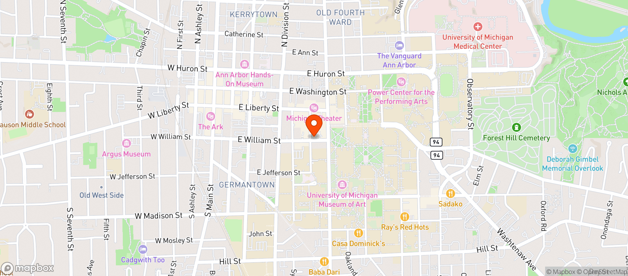 Map showing Vibe - Ann Arbor