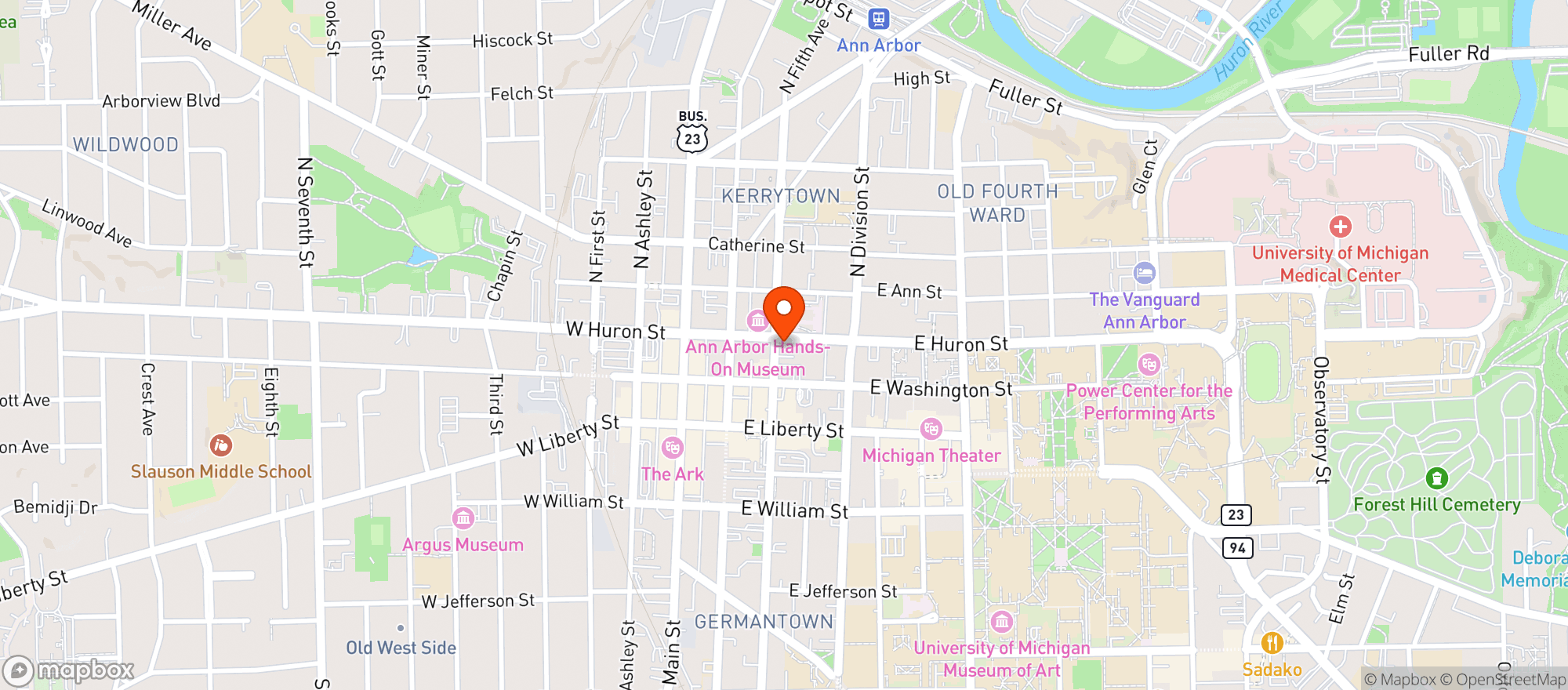 Map showing AC Hotel - Ann Arbor