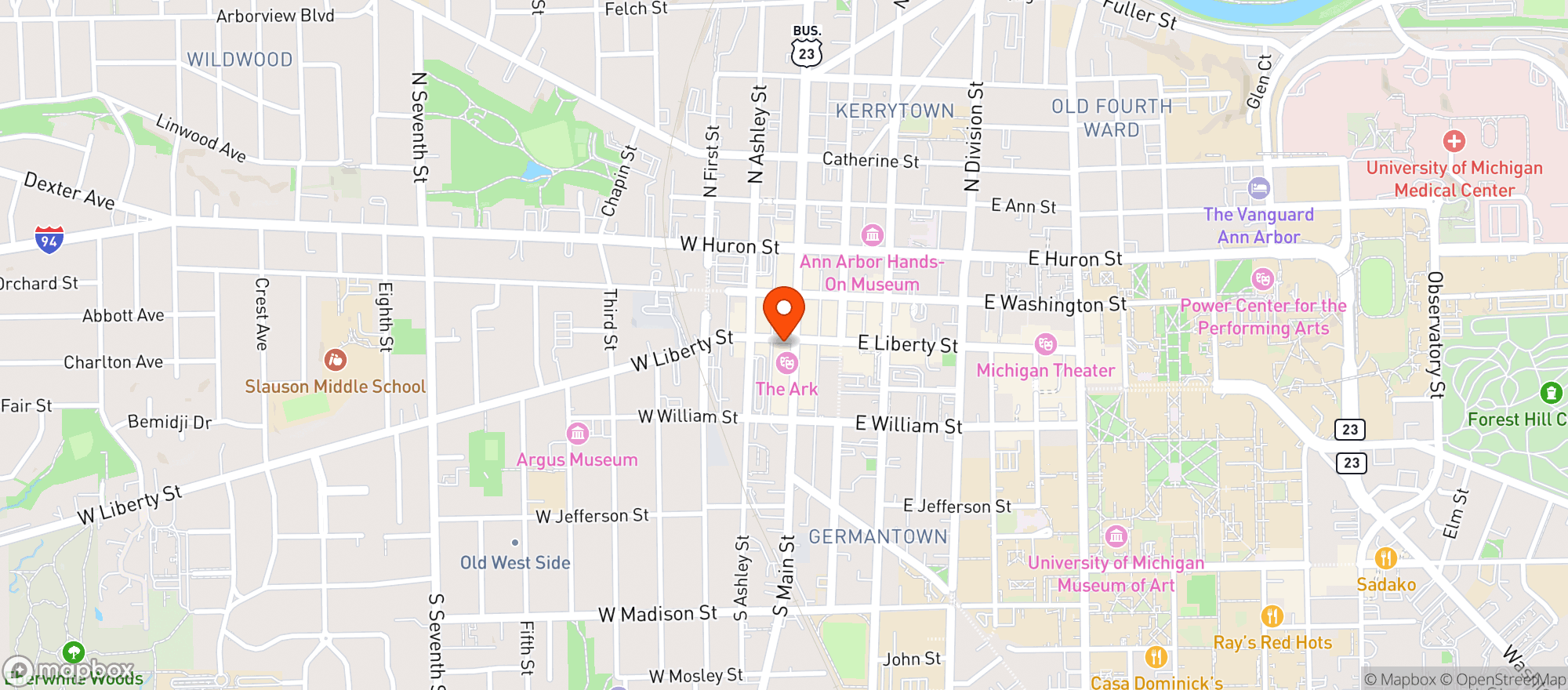 Map showing Hyperion Coffee - Ann Arbor