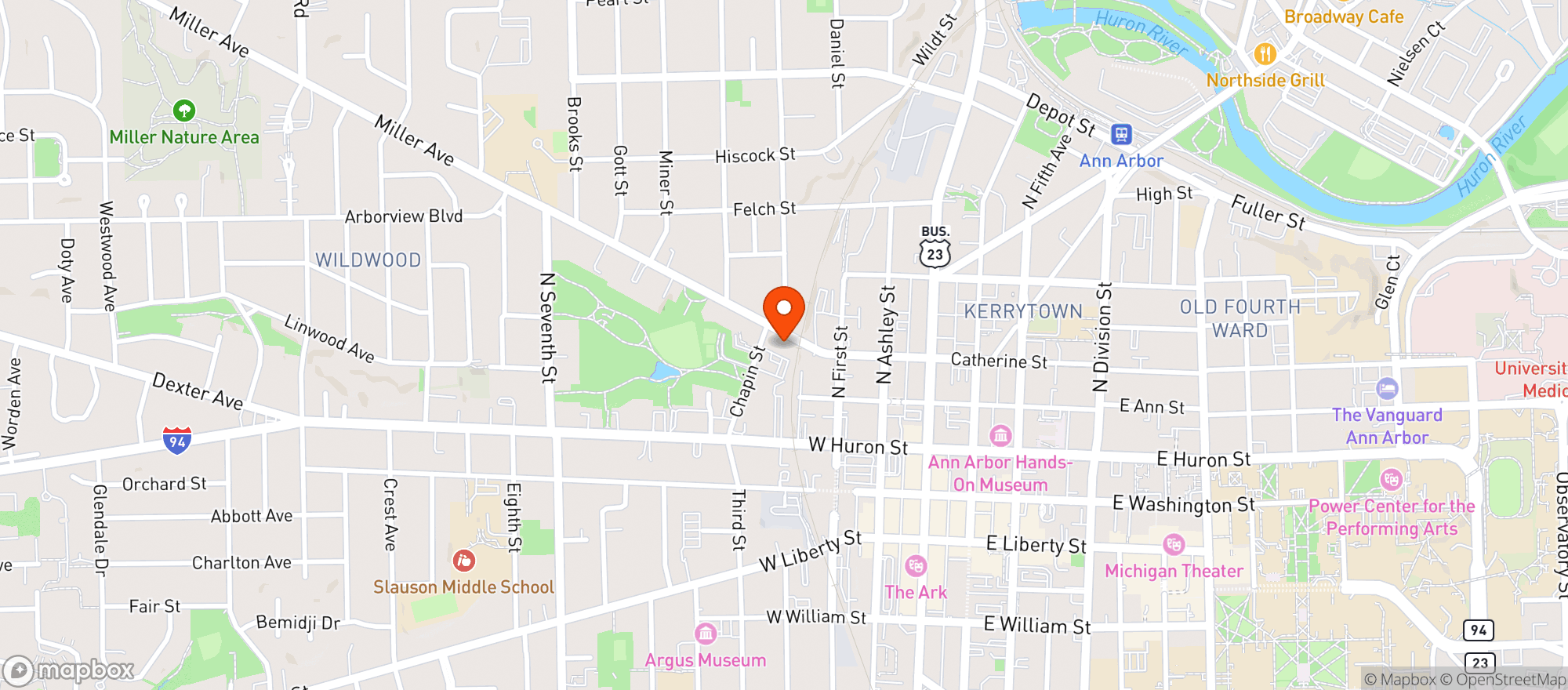 Map showing Bloom City Club - Ann Arbor