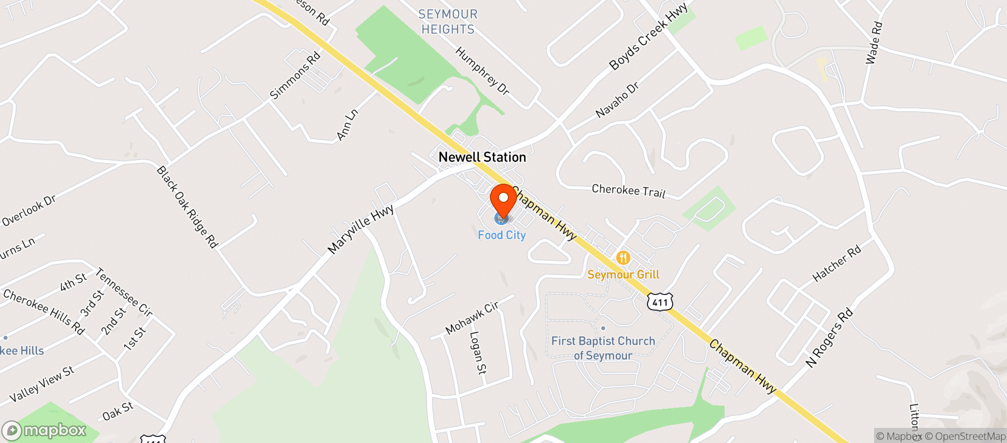 Map showing Food City