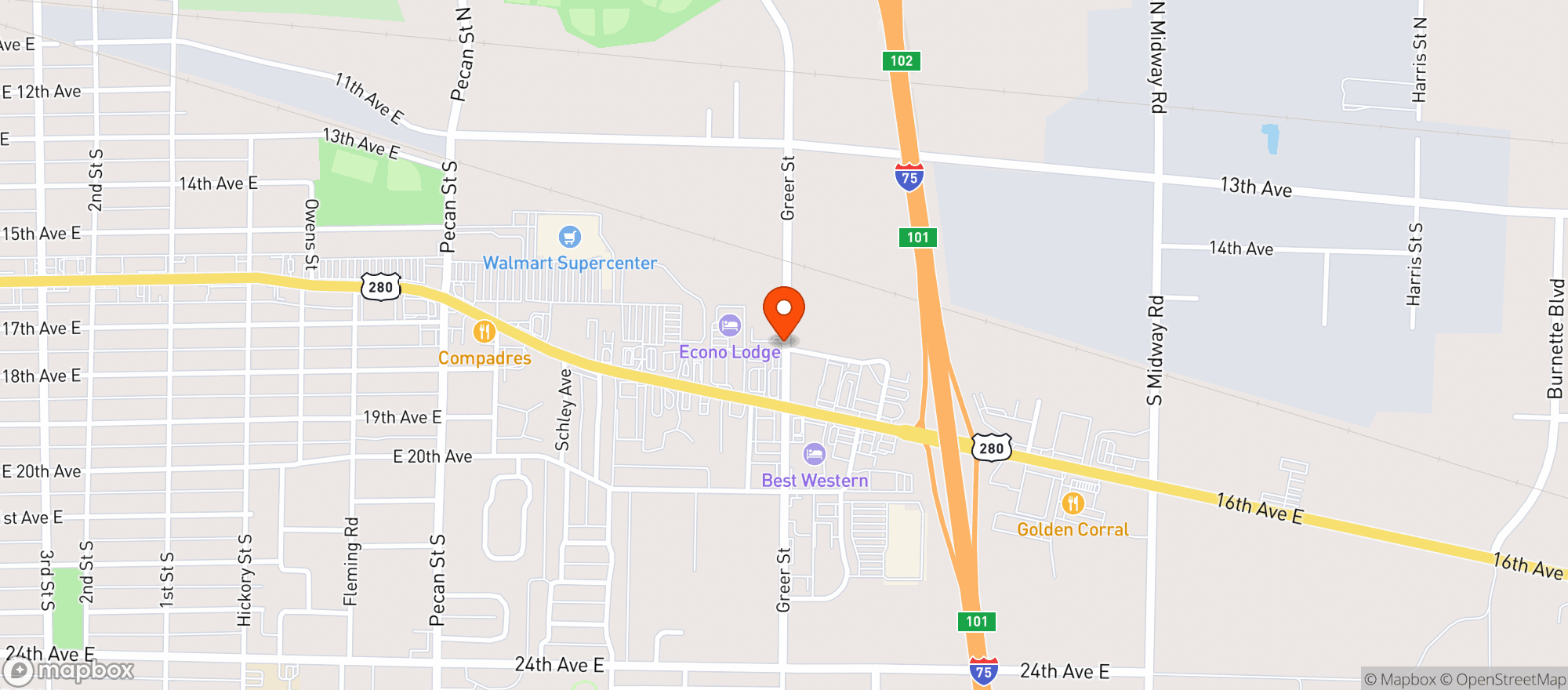 Map showing Speedway
