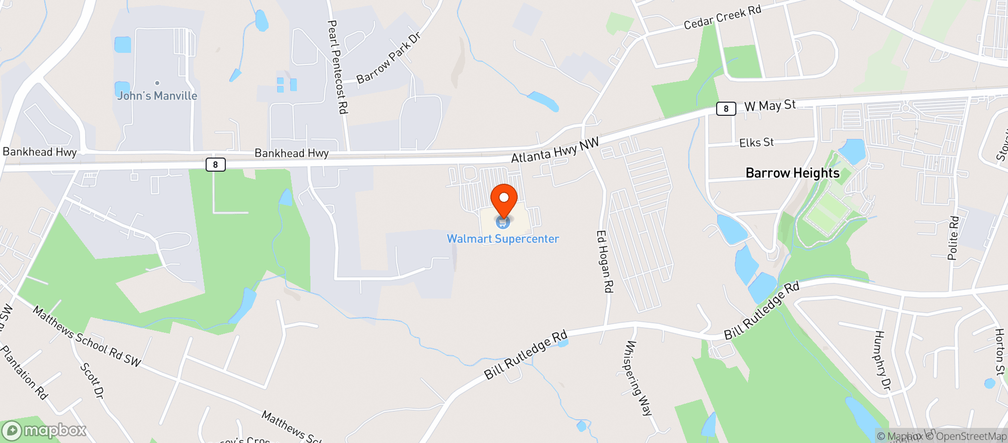 Map showing WALMART SUPERCENTER