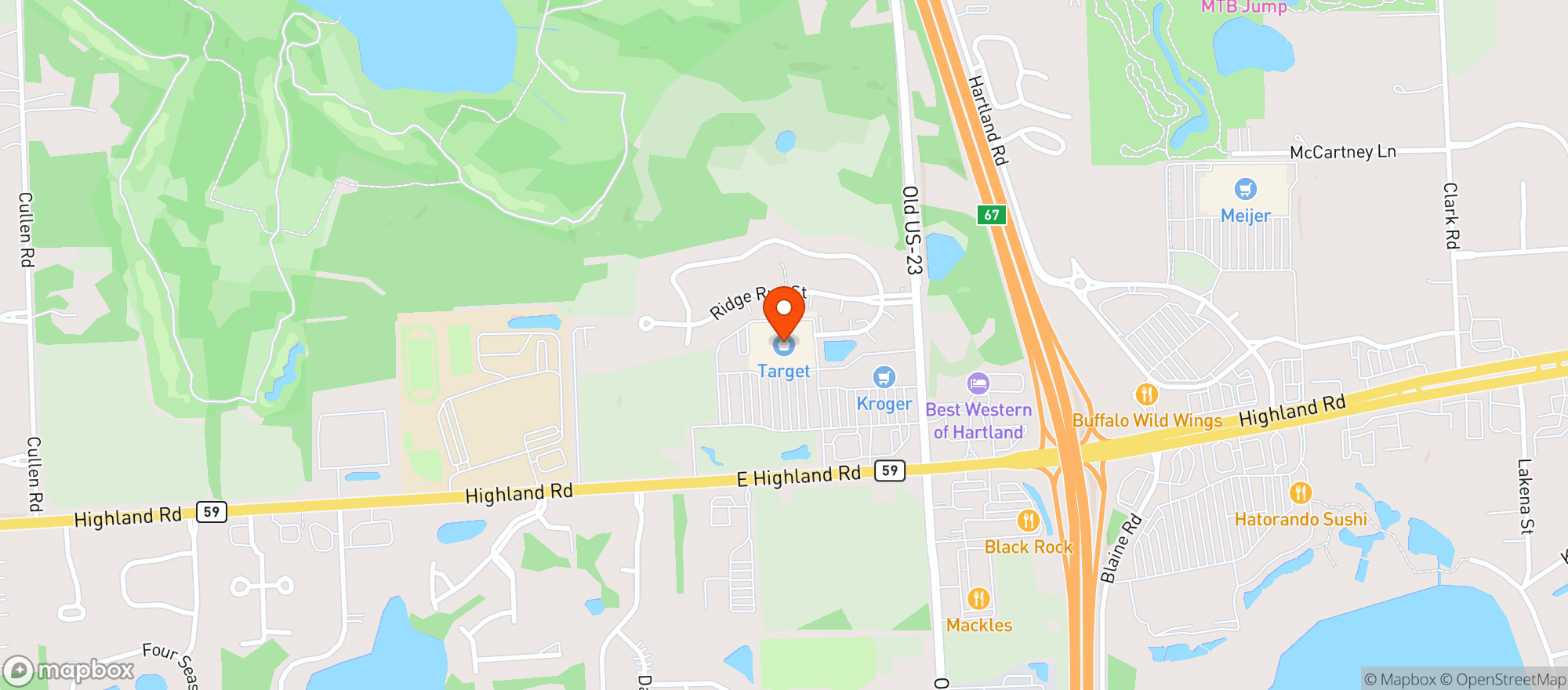Map showing Target - Hartland Township