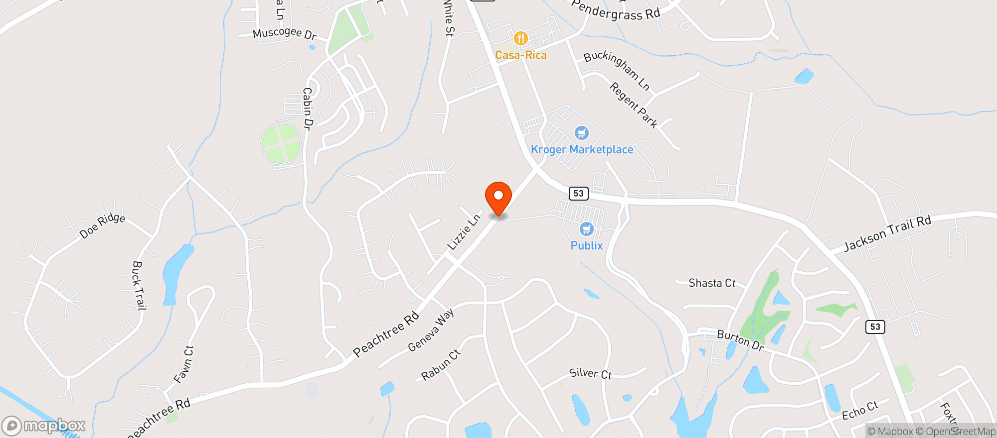 Map showing Kroger Marketplace
