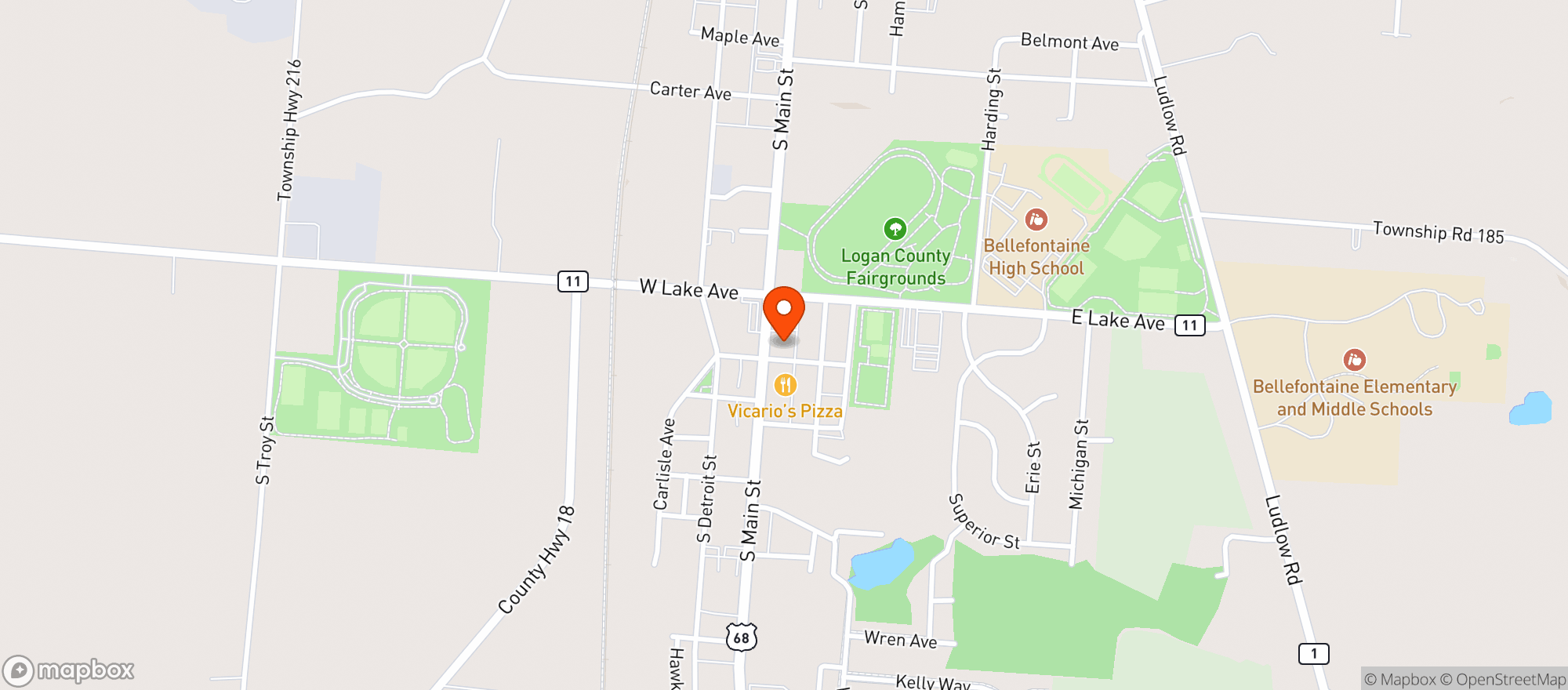 Map showing Iron City Sports Bar