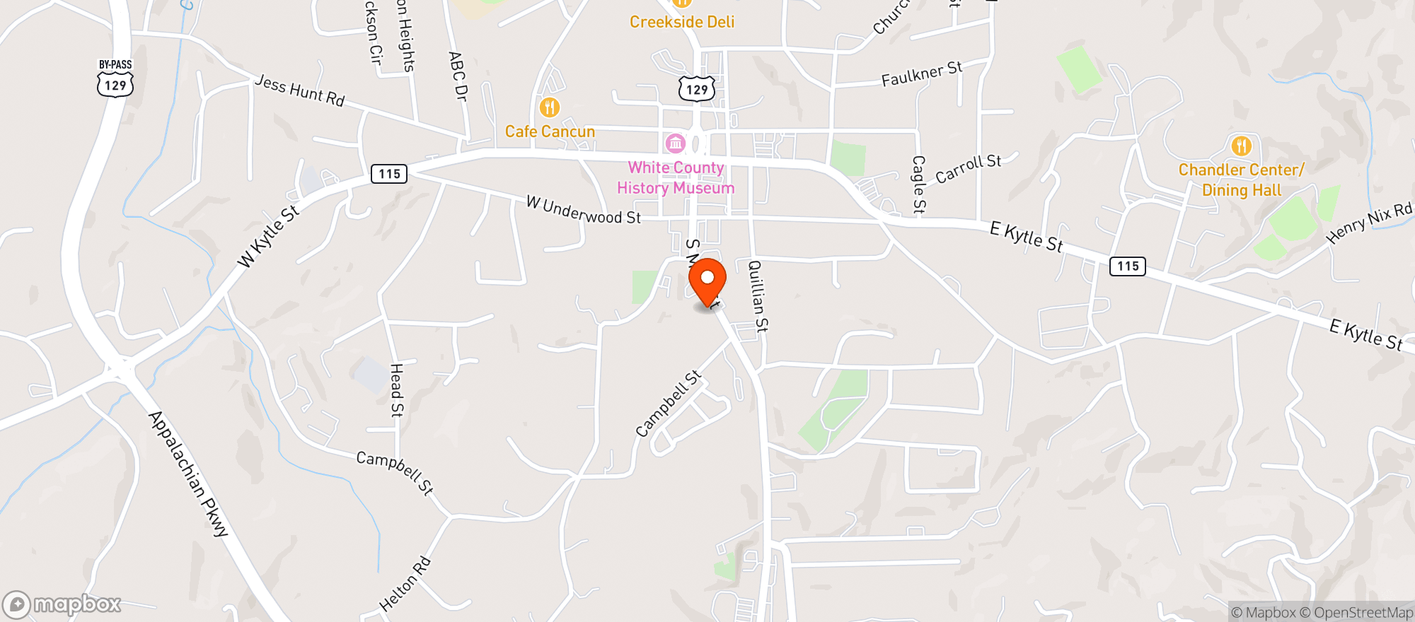 Map showing Blind Spirits Package Store