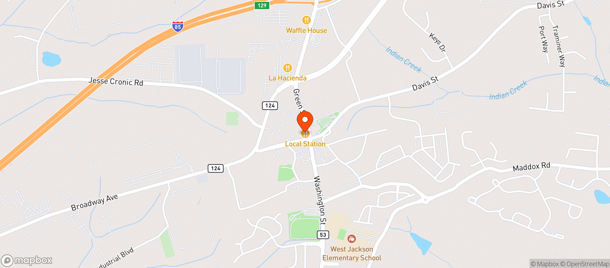 Map showing Jacks Local Station