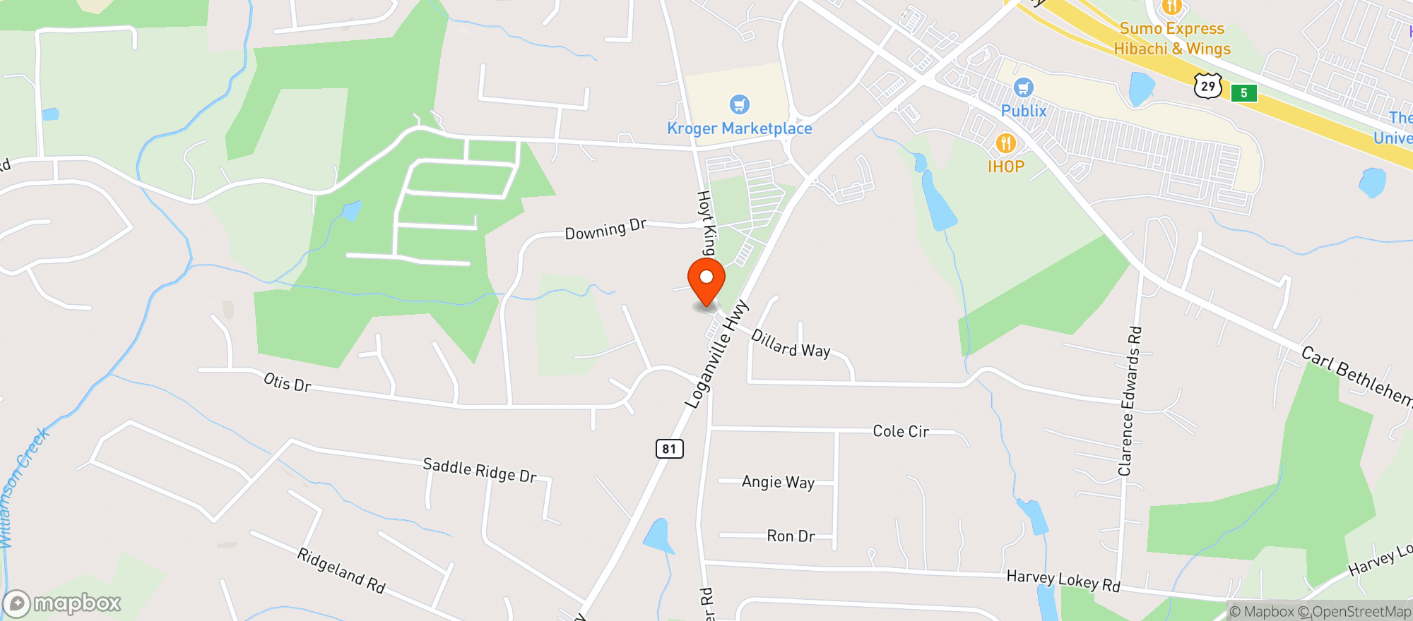 Map showing Food Mart