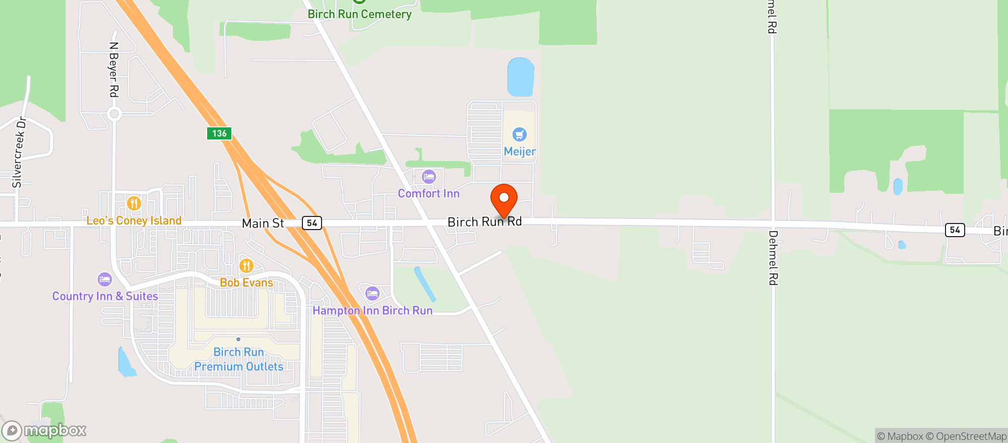 Map showing Lume - Birch Run