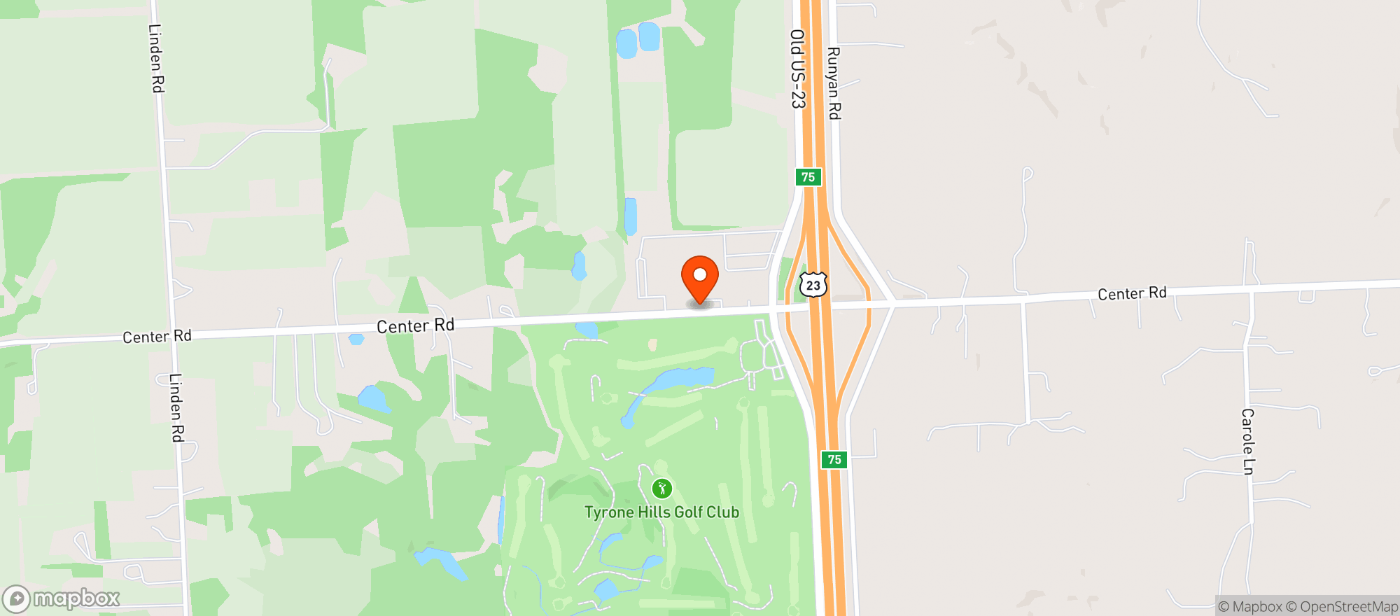 Map showing Tyrone Party Store - Fenton - Center Road