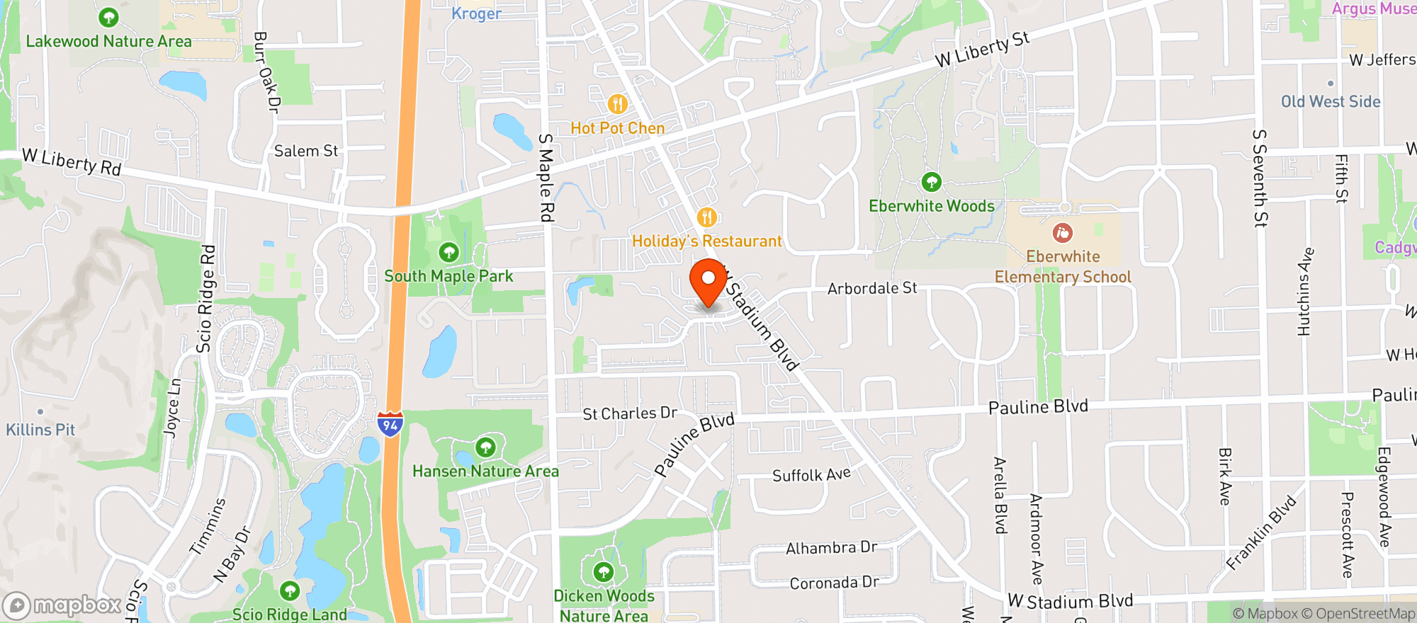Map showing Gopuff (Ann Arbor)