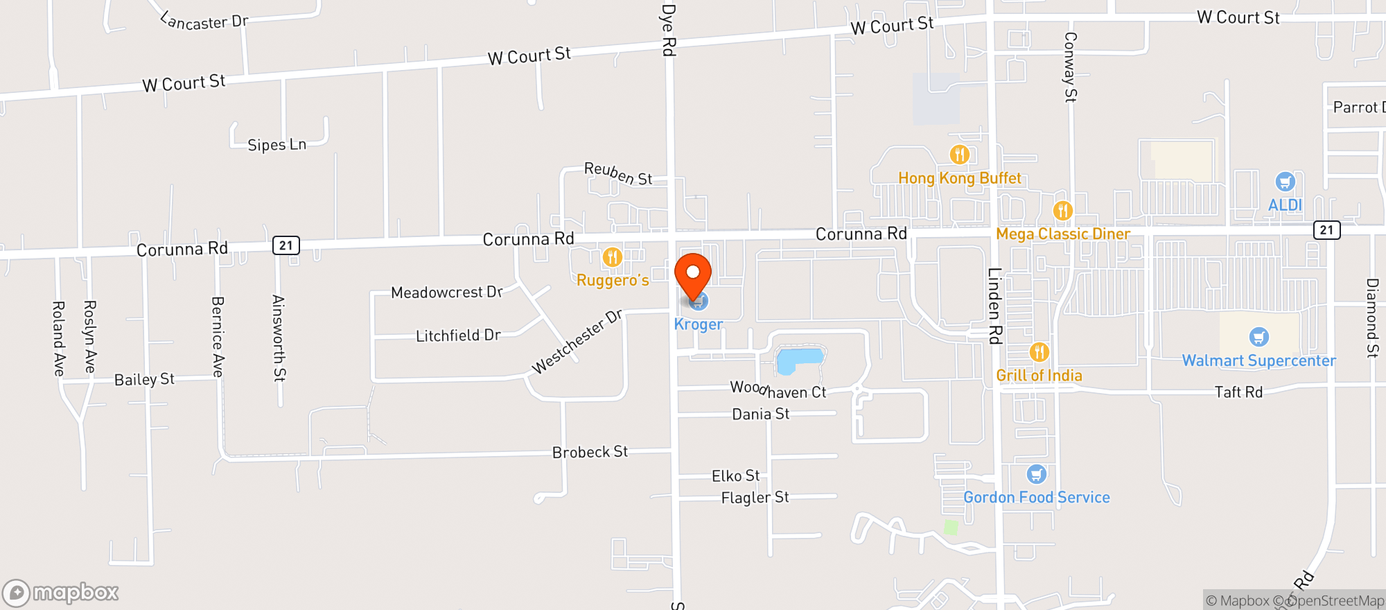Map showing Kroger