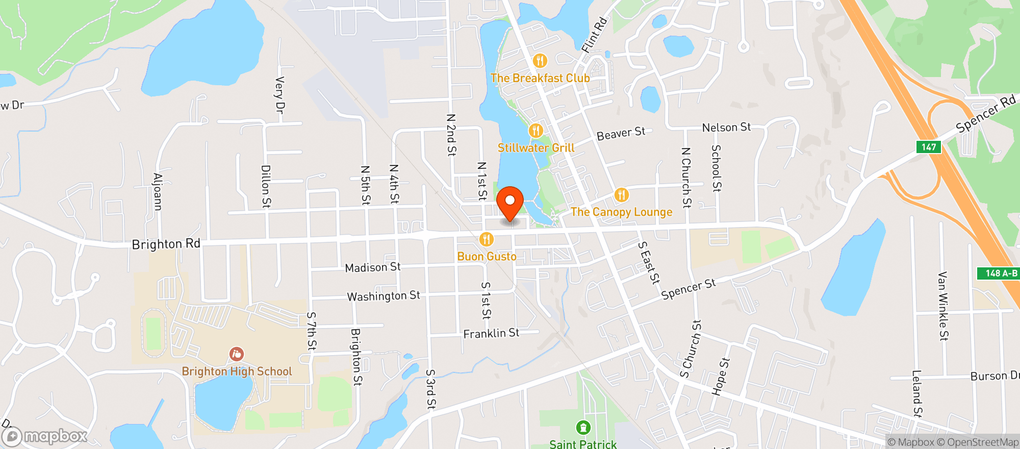 Map showing Brighton Bar & Grill