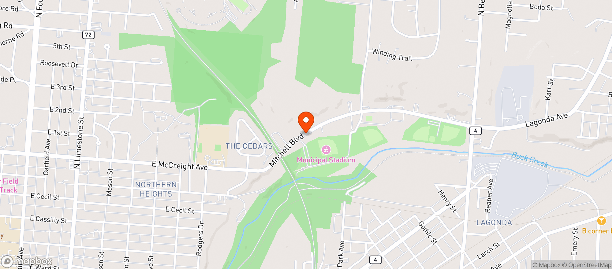Map showing Keg N Cork Beverage Center