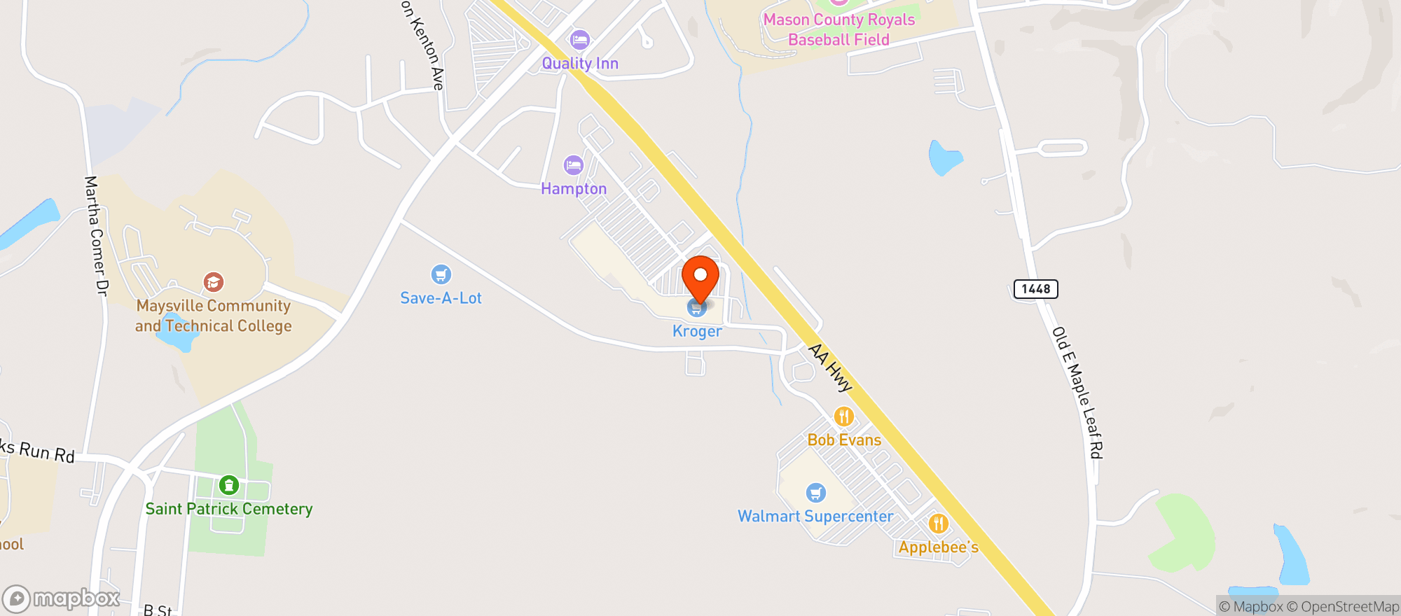 Map showing Kroger