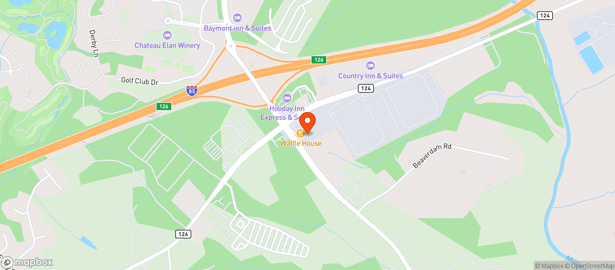 Map showing Braselton Beverage