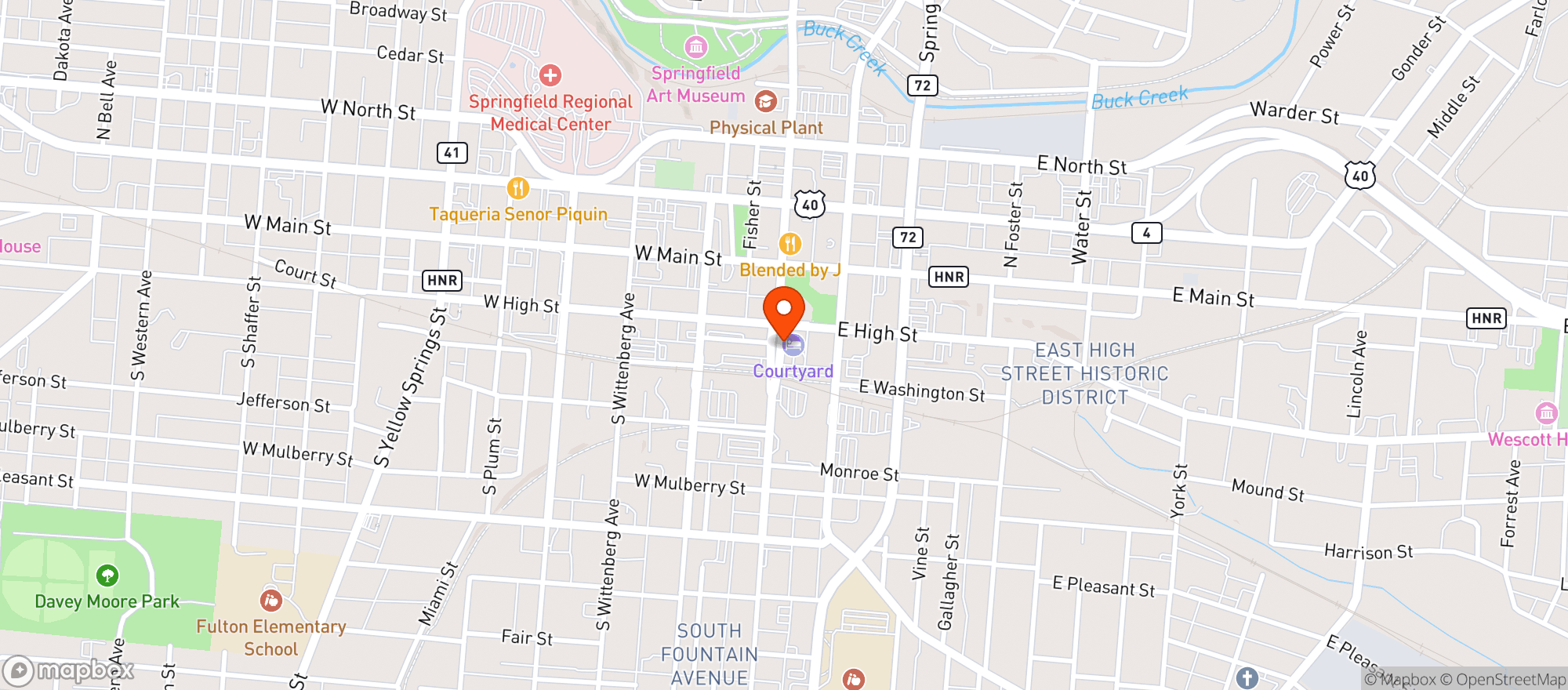 Map showing Courtyard By Marriott - Springfield Downtown