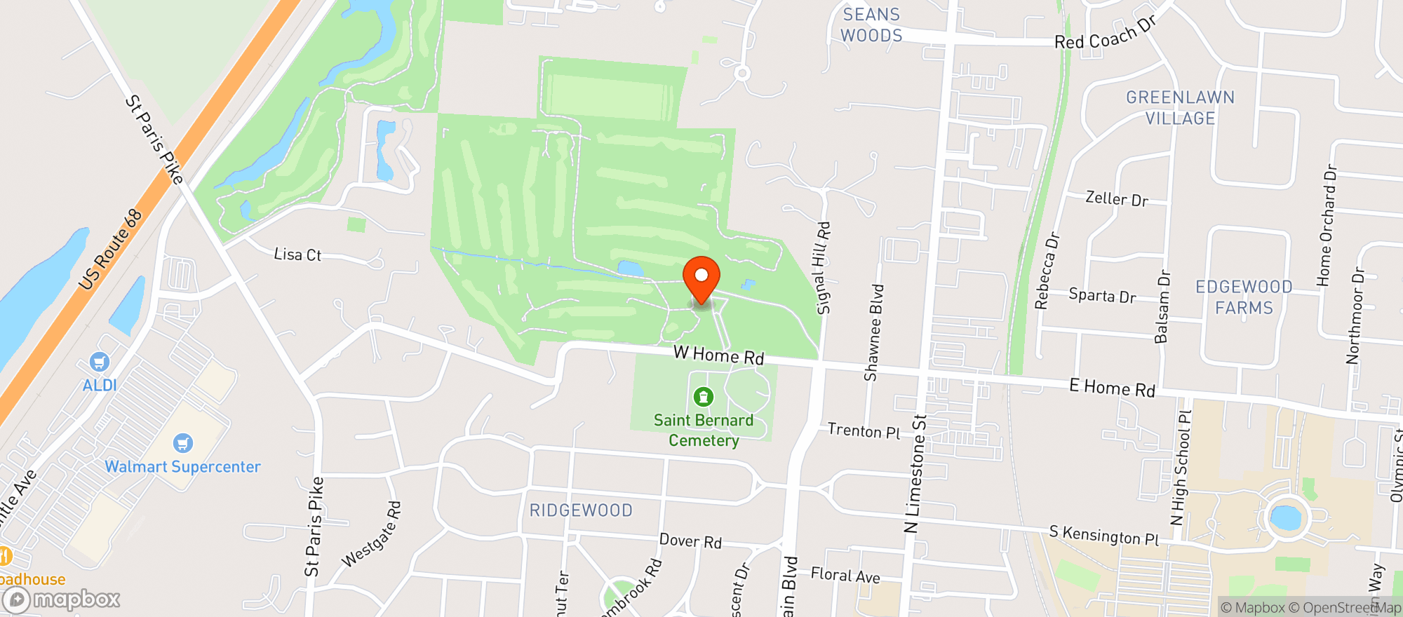 Map showing Springfield Country Club