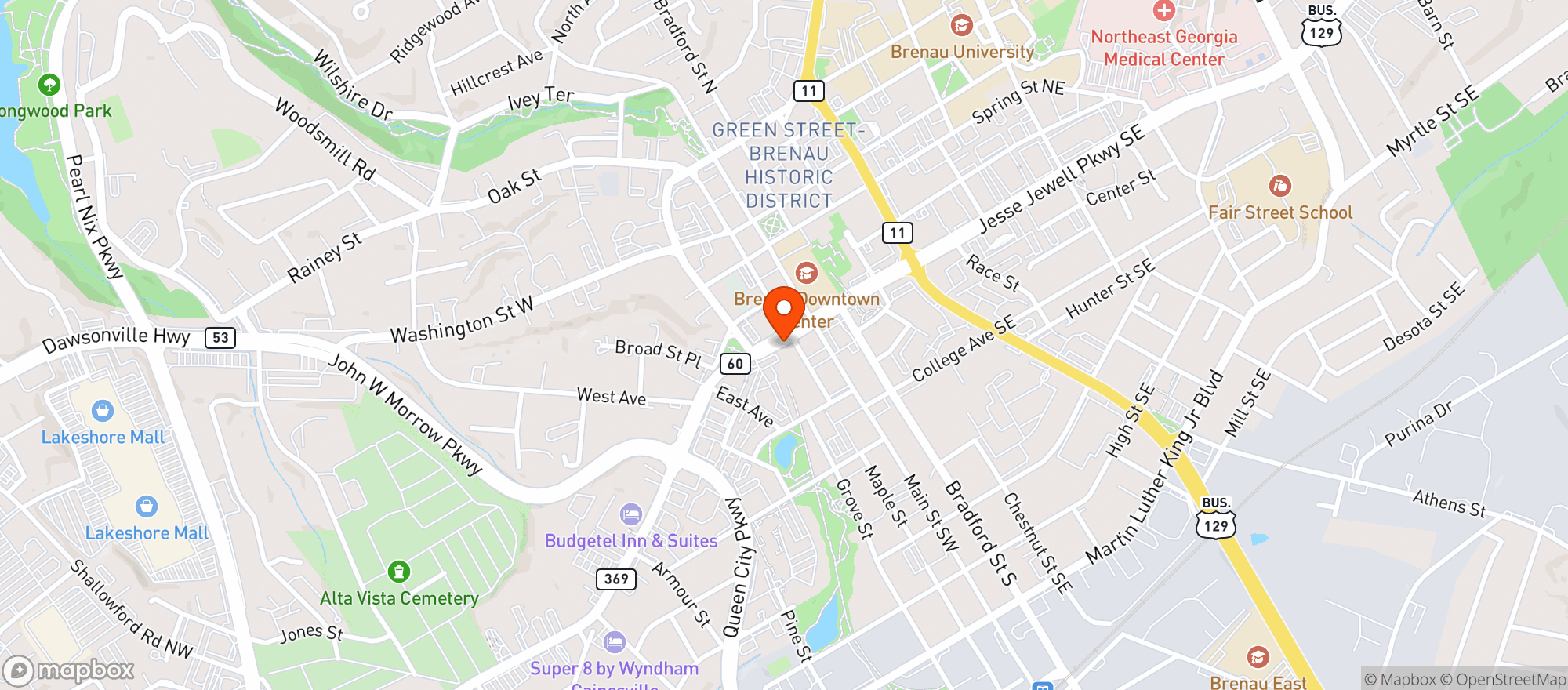 Map showing Wild Wing Cafe