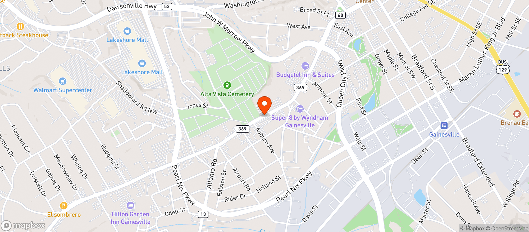 Map showing J & J Foods