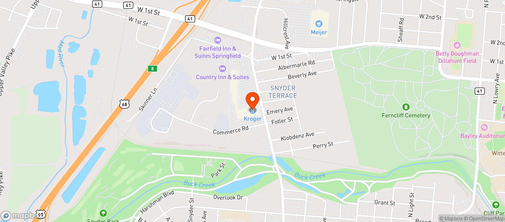 Map showing Kroger