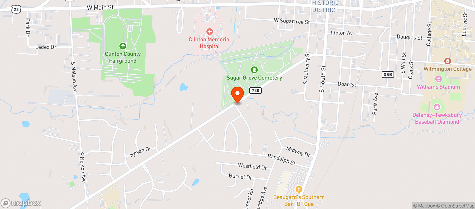 Map showing Quick Stop Drive Thru