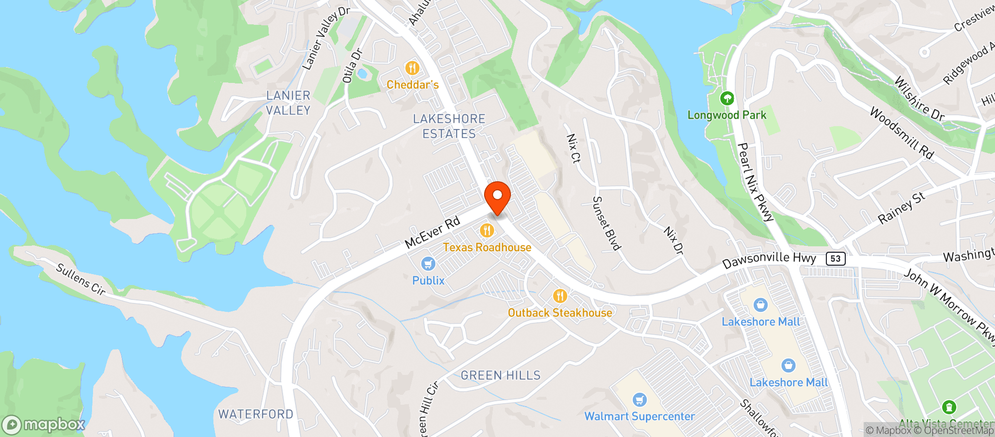 Map showing La Montana Mexican Grill