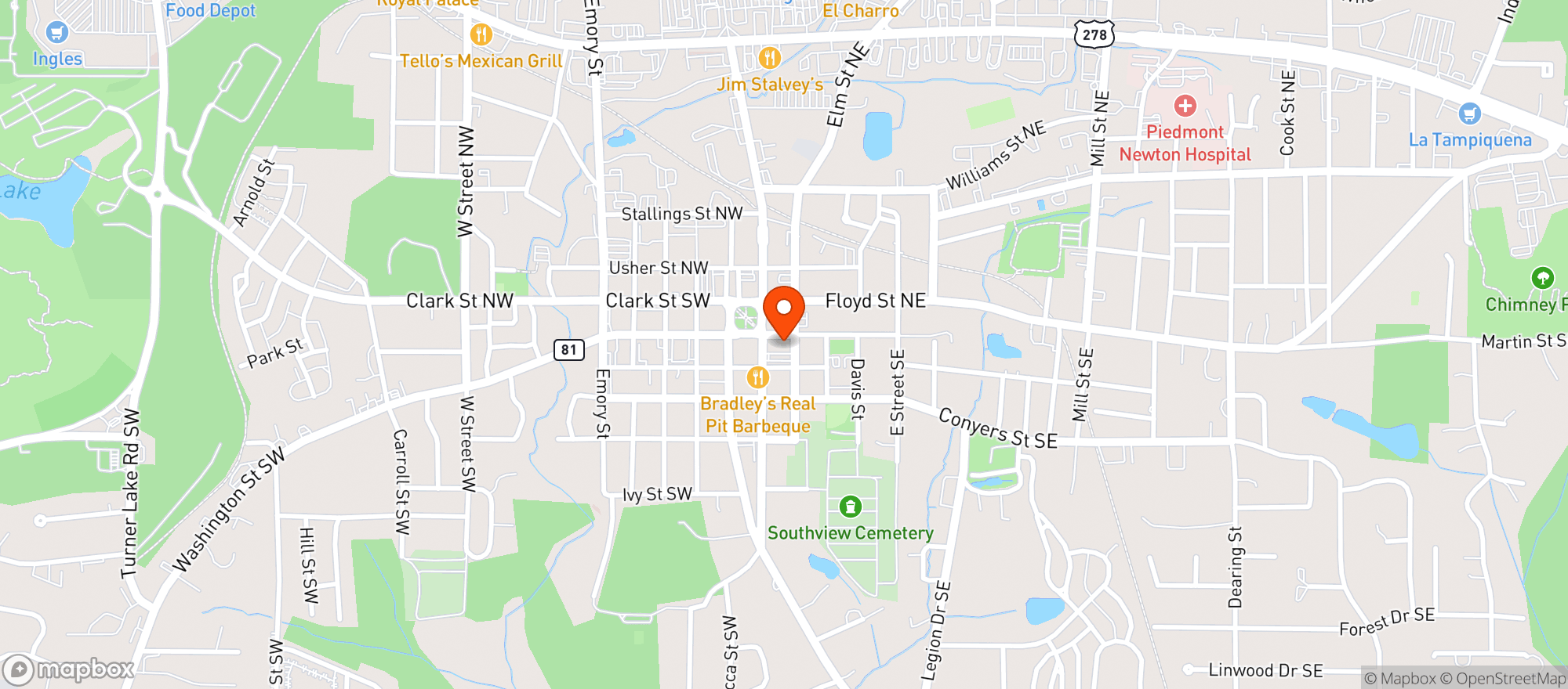 Map showing Amici Italian Cafe