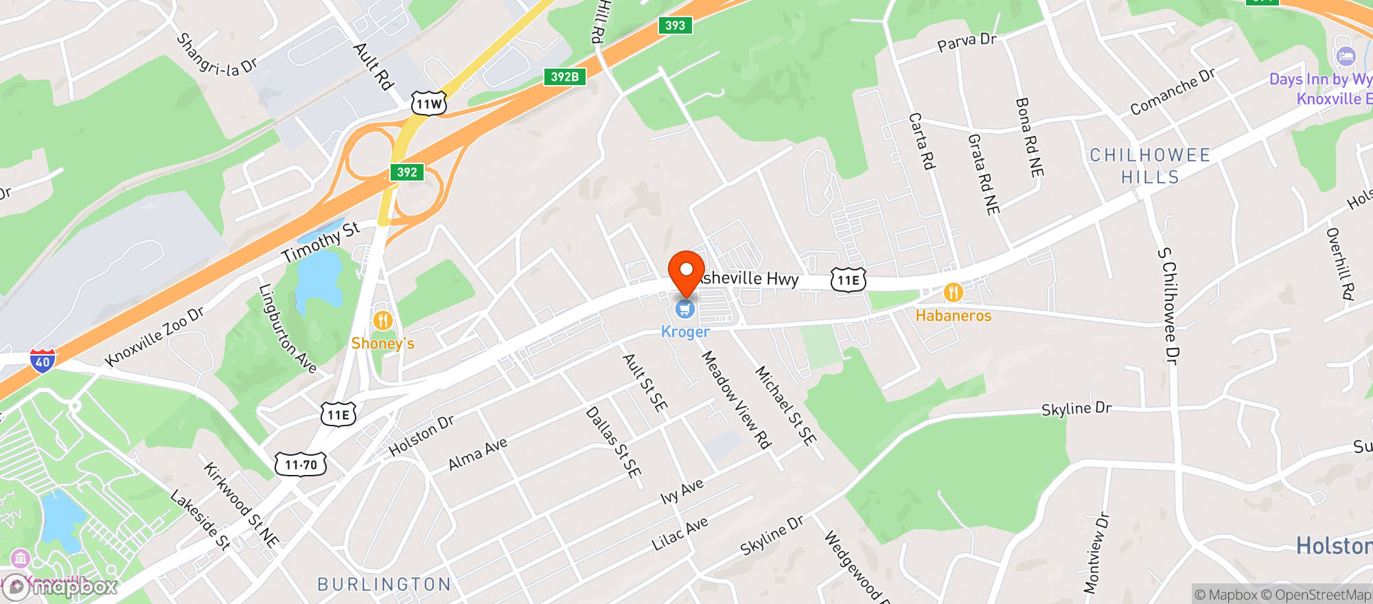 Map showing Kroger