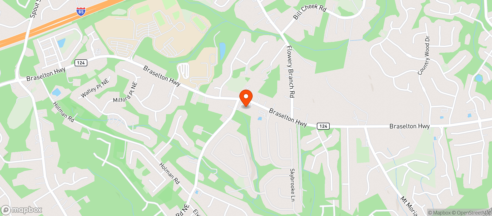 Map showing Bp Food Mart - Braselton Hwy