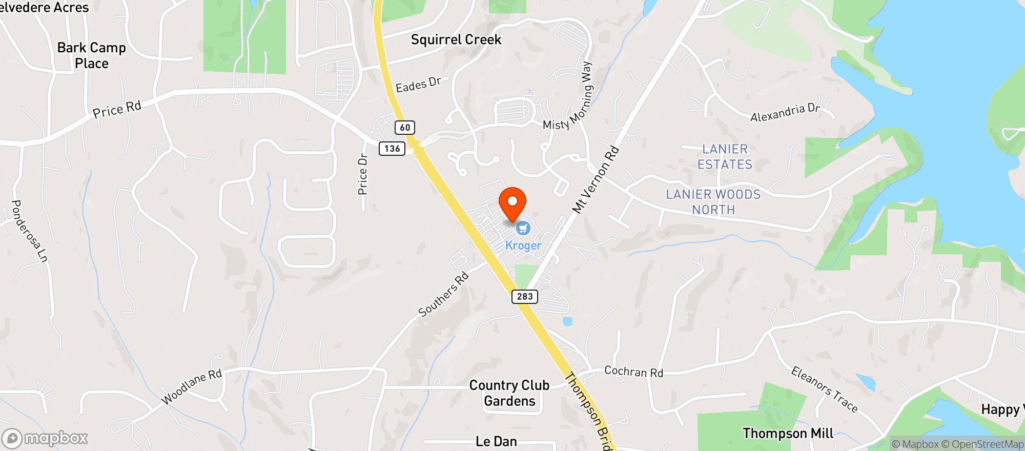 Map showing Kroger