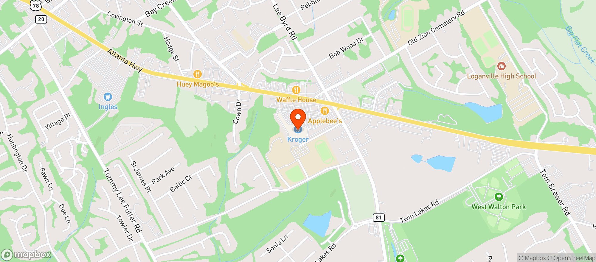 Map showing Kroger