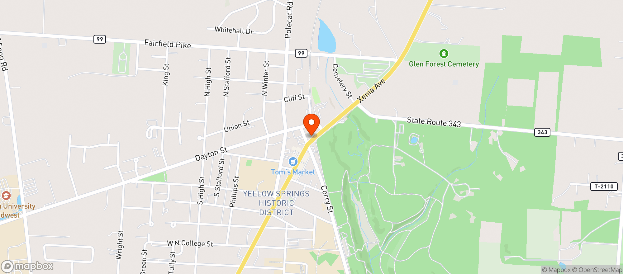 Map showing Peaches Grill