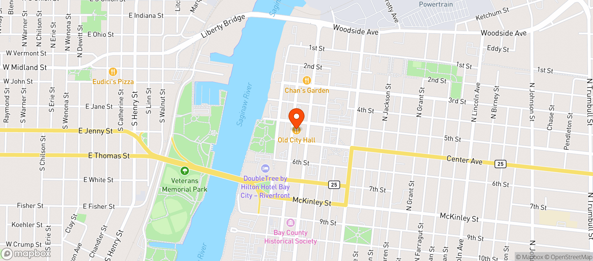 Map showing Old City Hall