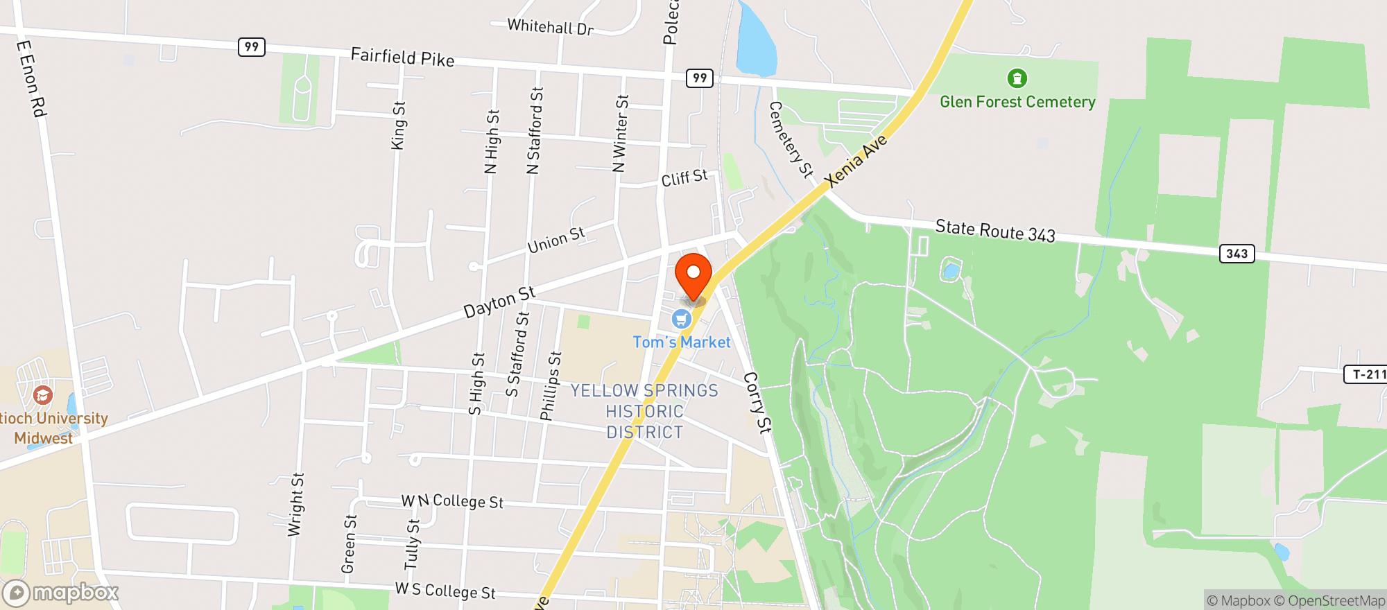 Map showing Ye Olde Trail Tavern