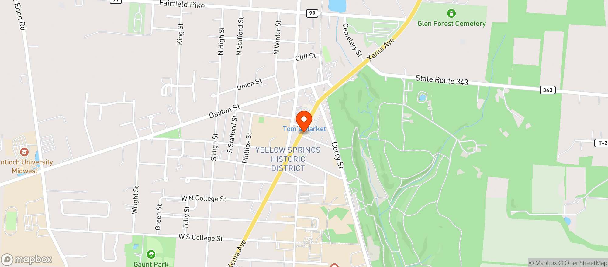 Map showing Sunrise Cafe