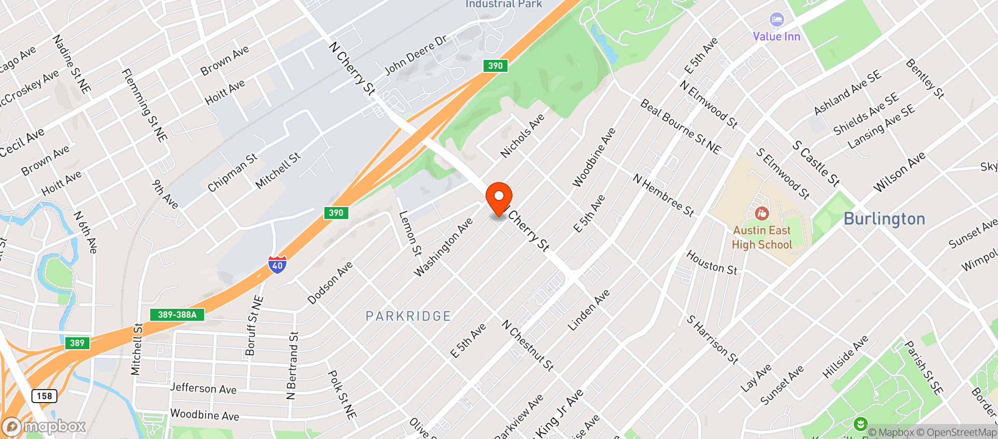 Map showing Orange Hat Brewing Co