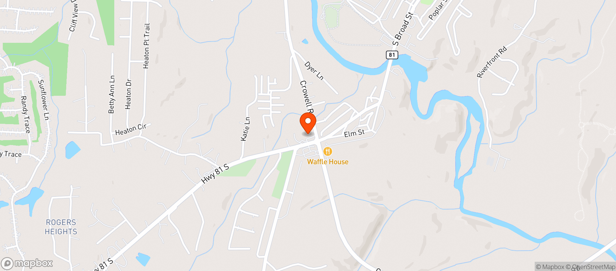 Map showing PORTERDALE SHELL
