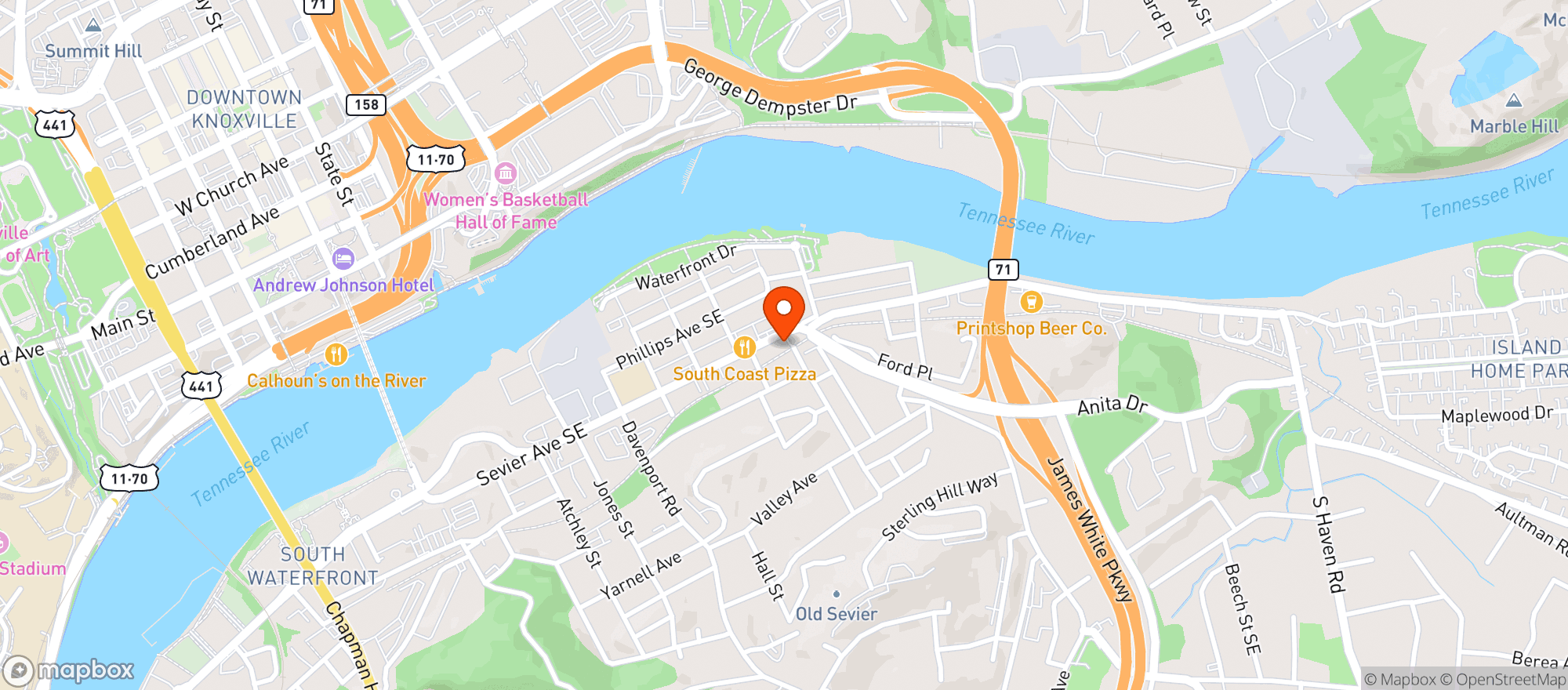 Map showing Alliance Brewing Co