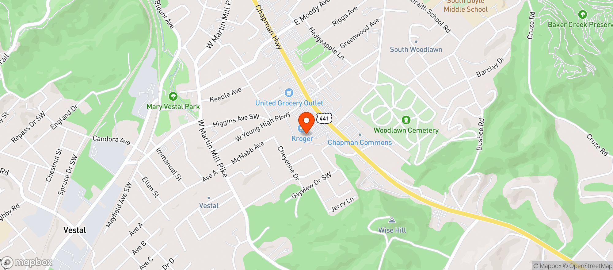 Map showing Kroger