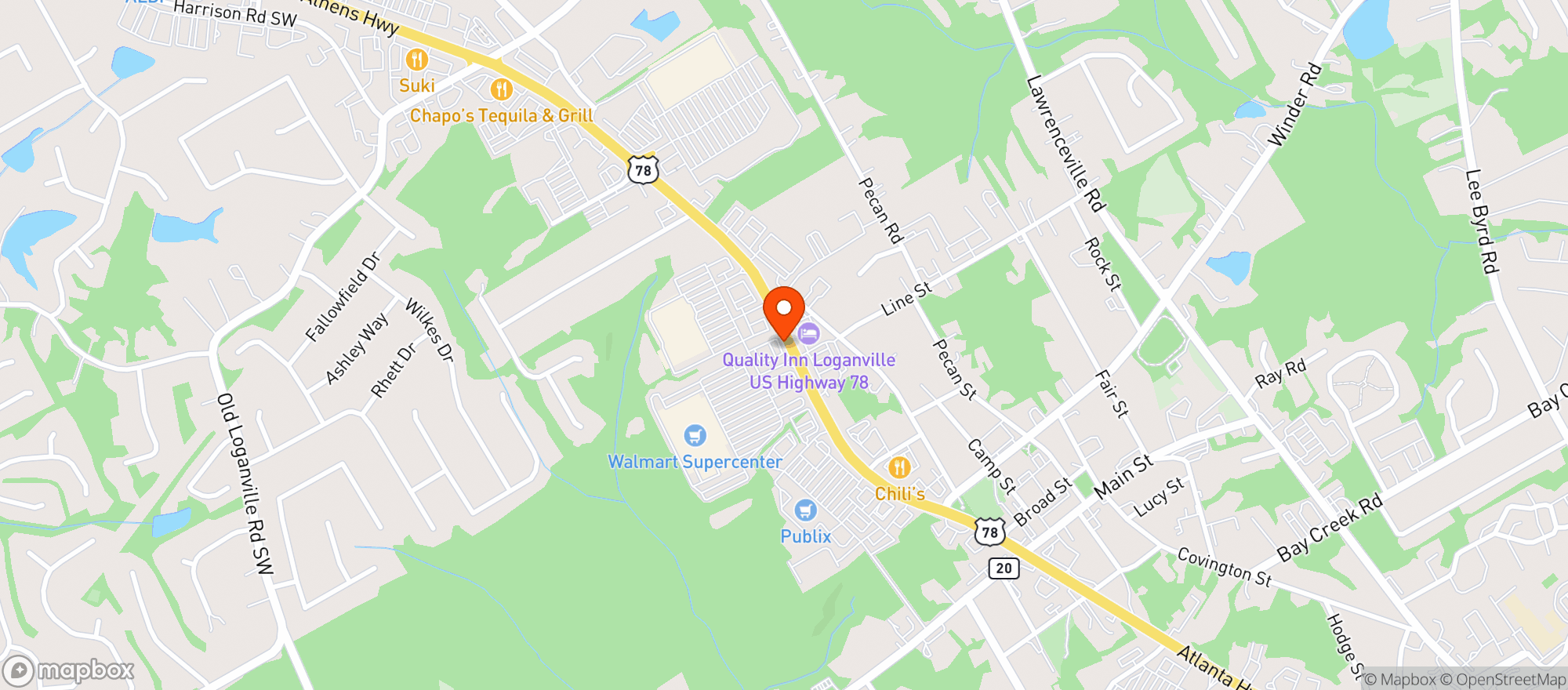 Map showing Loganville Package